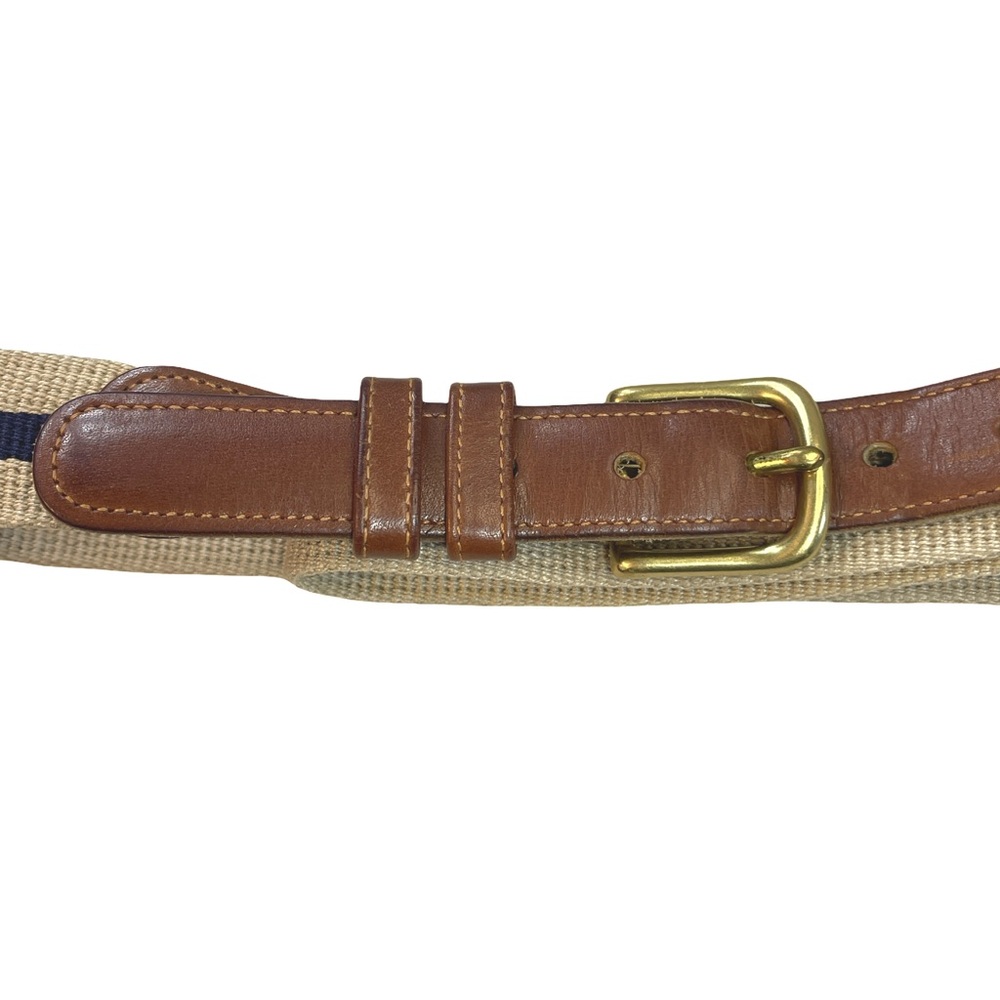 Vintage Coach Natural Linen & Leather Belt Size 38 - Style 3811 Brass